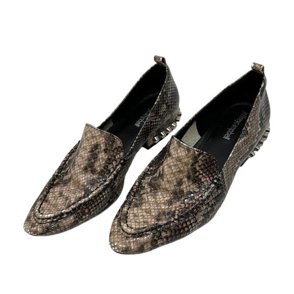 Jeffrey Campbell Barnett Snakeskin Embossed Studded Loafers Size 7 - Picture 3 of 9